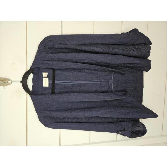 Chico's Jackets & Blazers - Chico's Size 1 Medium Size 8 Navy blue open front jacket with lace detail